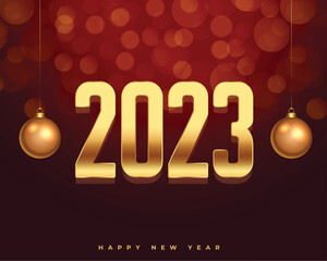 happy new year 2023 background with 3d christmas ball