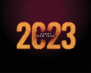 2023 text in golden sparkle style for new year background