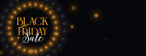 Fototapeta na wymiar glowing black friday sale promo banner with light effect