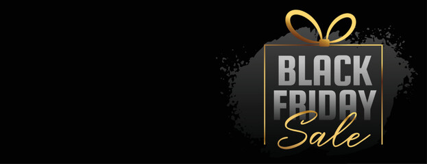 grungy black friday sale banner in golden gift box