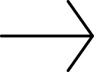 Simple arrow icon, solid line arrow icon on transparent background