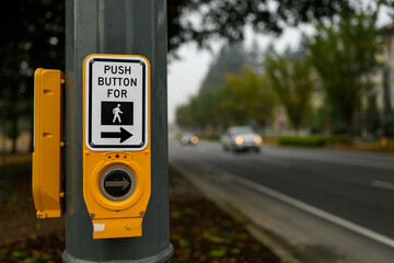 Push button to cross the intersection in the suburban