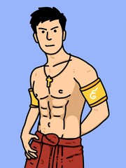 Fototapeta premium cute man cartoon on blue background