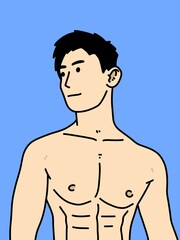 Fototapeta premium cute man cartoon on blue background