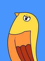 cute bird cartoon on blue background