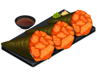 Salmon temaki japanese food illustration
