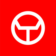 Initial letter T logo template with geometric circle line art illustration in flat design monogram symbol