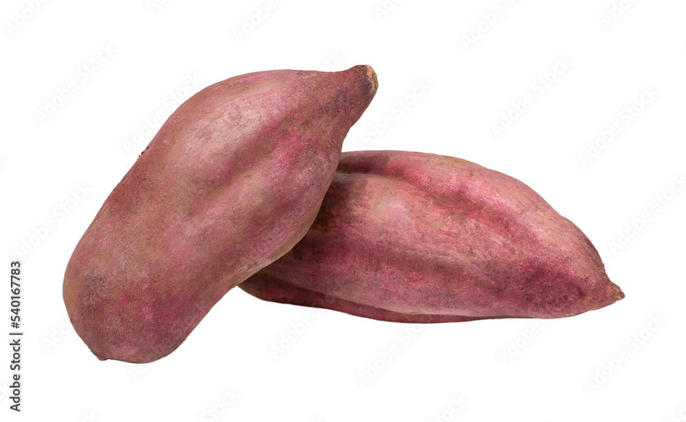 Wall mural Two red sweet potato isolated