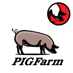 best pig logo, silhouette of big boar standing vector illustrations