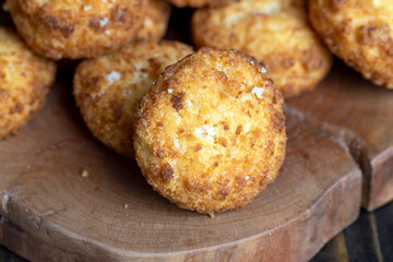 Delicious cookies with coconut on the table