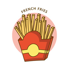 French Fries Logo. Food and Drink Illustration. Potato meal Icon Symbol