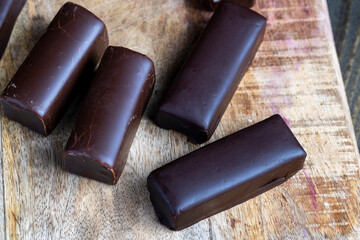 Chocolate-covered sweet cheese on the table