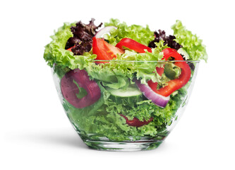 Fresh vegetable salad isolated on white