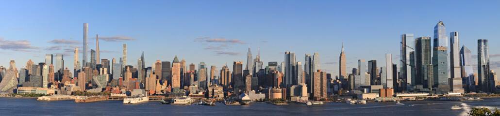 Fototapeta na wymiar Aerial view of Manhattan Midtown skyscrapers skyline panorama before sunset, New York City, USA