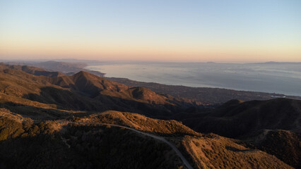 View of Pacific Ocean from Los Padres National Forest near Santa Barbara