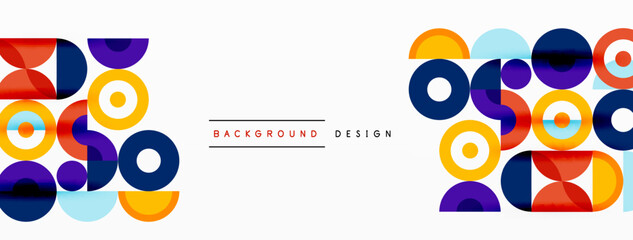 Fototapeta premium Colorful circle abstract background. Minimal geometric template for wallpaper, banner, presentation