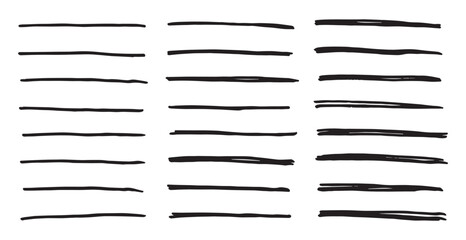 Vector set of hand drawn underline.