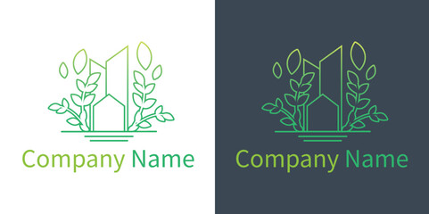 Green city logo. Modern Line Art Style