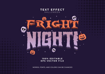 Fright night halloween text effect. Trendy horror text style. editable Halloween text effect