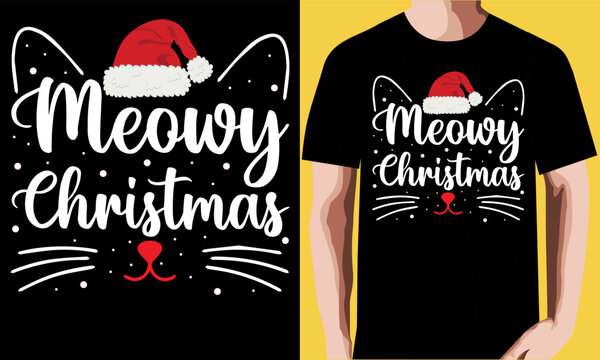 Meowy Christmas T-shirt Design