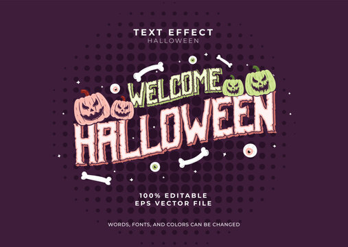 Welcome halloween horror text effect. Trendy horror text style. editable Halloween text effect