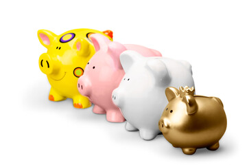 Piggy Banks with Golden Piggy Bank