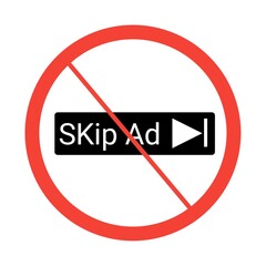No skip ad sign icon 