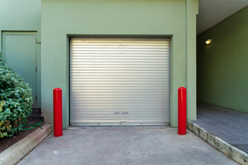 Facade of a utility garage at a hotel building in downtown Destin Florida