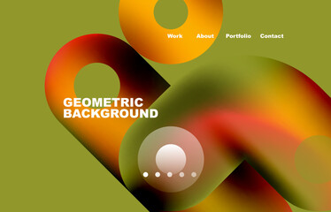 Circles and round shapes landing page abstract geometric background. Web page for website or mobile app wallpaper