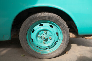 Turquoise Tires of Classic Car 