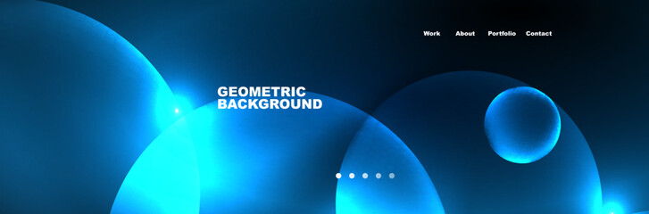 Neon glowing bubbles, circles magic energy space light concept, abstract background wallpaper design