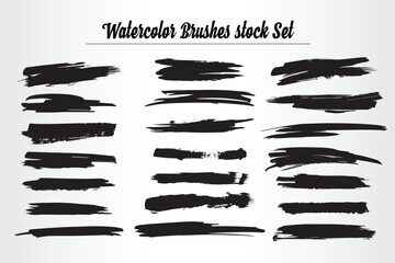 Hand Made Watercolor Black Brush Set Watercolor Brushes Stock Set 