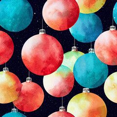 Christmas decorations. Christmas ball. Seamless return pattern. Vintage motif. Digital art