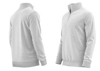  Sweater half zipper pullover knitted high neck  Long sleeve for man ( 3d rendered) White