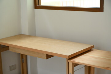 wooden table in the room, interior design