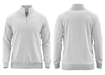 Sweater half zipper pullover knitted high neck  Long sleeve for man ( 3d rendered) White