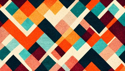 Abstract Bauhaus style geometric background with grainy paper texture. Trendy Bauhaus design. Digital art.