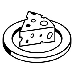 A premium line isometric icon of cheese slice  