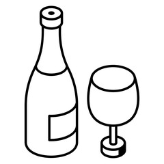 A well-crafted outline isometric icon of juice 