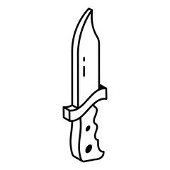 A customizable knife outline icon, isometric style 
