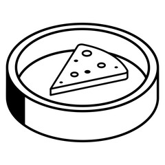 A premium line isometric icon of cheese slice  