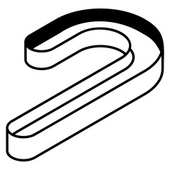 Candy cane outline isometric icon design 