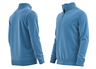  Sweater half zipper pullover knitted high neck  Long sleeve for man ( 3d rendered) Blue