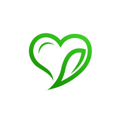 Love and leaves logo. Love the heart leaves icon. Love leaves vector illustration. Love nature symbol