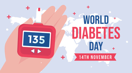 hand drawn flat world diabetes day illustration
