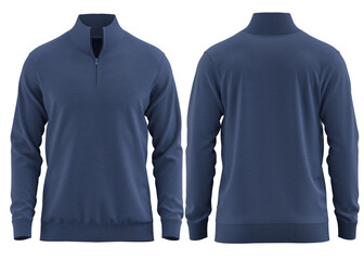  Sweater half zipper pullover knitted high neck  Long sleeve for man ( 3d rendered) Navy ©  FIROZA STUDIO