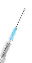 Close-up of Medical syringe isolated on white