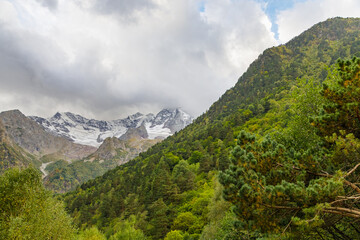 Obraz premium North Caucasus, high mountains of Ossetia, Glacier in the mountains.