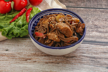 Udon soba with pork and vegetables