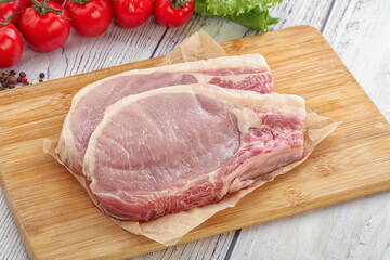 Raw pork t-bone steak for grill